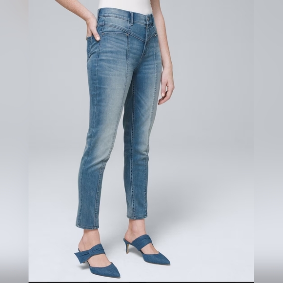 WHBM Extra High-Rise Jeans w Seam Detail Size 12 - Picture 2 of 10